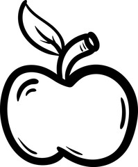 Handdrawn doodle apple icon. Hand drawn black sketch. Sign symbol. Decoration element. White background. Isolated. Flat design. Vector illustration