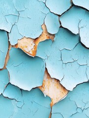 Obraz premium Detailed Macro of Weathered Blue Paint Peeling from a Rusty Metal Surface Creating an Abstract Pattern