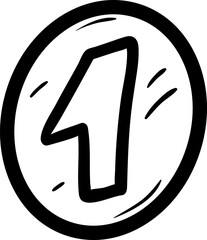 Handdrawn coin doodle icon. Hand drawn black sketch. Sign cartoon symbol. Decoration element. White background. Isolated. Flat design. Vector illustration