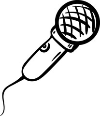 Handdrawn microphone doodle icon. Hand drawn black sketch. Sign cartoon symbol. Decoration element. White background. Isolated. Flat design. Vector illustration