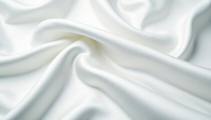 Fototapeta premium Luxurious white silk fabric, smooth texture close-up, material, photo