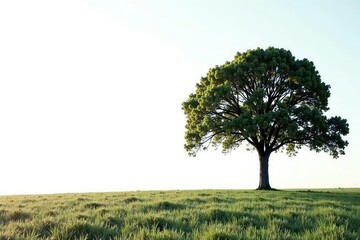 Obraz premium One bold, black tree against a bright white sky, prominent, dark