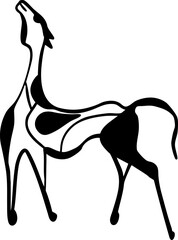 Abstract Hand Drawing Black Minimal Horse Figure Logo Tattoo Design Material Placement Print Vector Pattern Isolated White Background