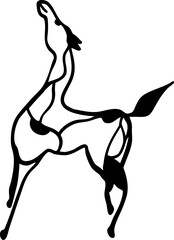 Abstract Hand Drawing Black Minimal Horse Figure Logo Tattoo Design Material Placement Print Vector Pattern Isolated White Background