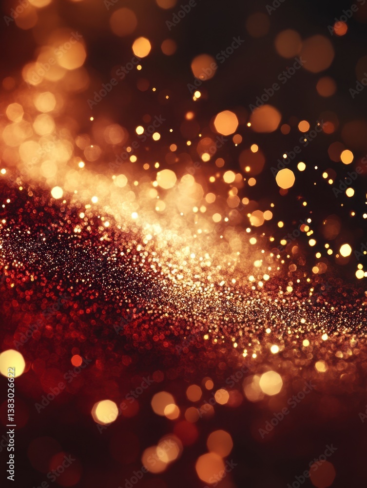 Poster radiant golden bokeh cascade abstract background with sparkling light trails and festive glowing eff