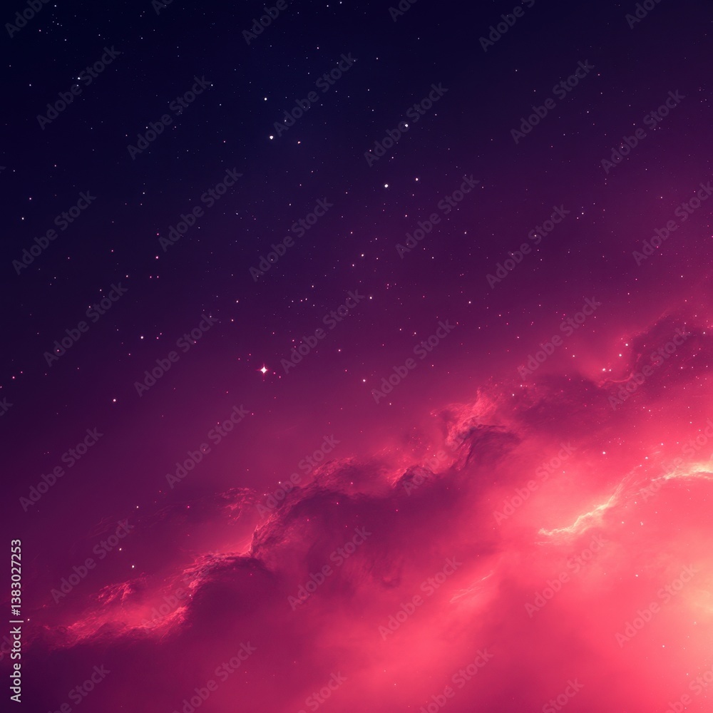 Poster ethereal cosmos with vibrant nebula and twinkling stars creating a dreamy celestial vista in deep sp
