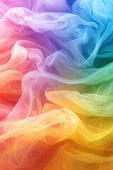 Obraz premium Ethereal rainbow fabric waves creating a dreamy and vibrant backdrop with soft pastel colors and flowing texture for a modern aesthetic