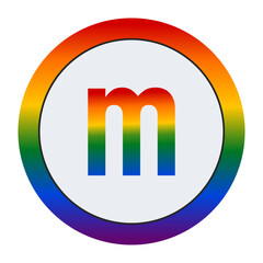 LGBTQ Pride Lowercase Letter m – Rainbow Symbol of Equality