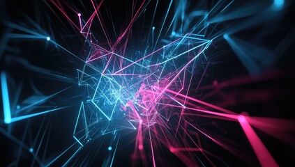 Abstract network of glowing lines and points