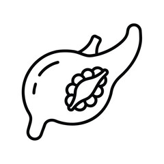 pancreas icon with insulin related elements.