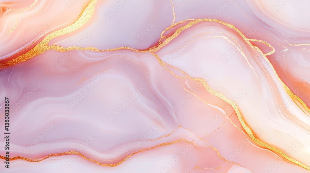 Poster abstract pink and gold marbled texture with smooth flowing patterns suitable for backgrounds