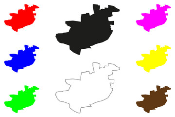 Gadag-Betageri city (Republic of India, State of Karnataka) map vector illustration, scribble sketch Gadag Betageri map