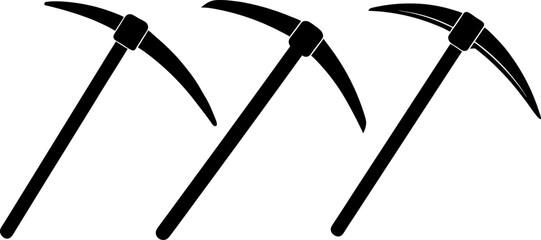 Pickaxe vector collection & Set of pickaxe black silhouette vector designs