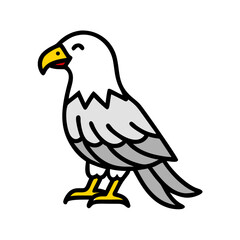 Obraz premium Bald eagle icon in flat style with yellow beak