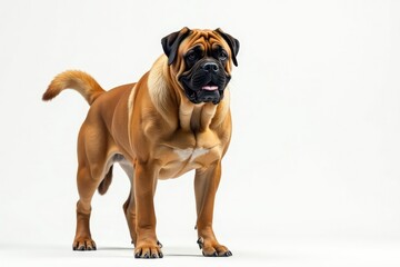Fototapeta premium Majestic mastiff, powerful stance, white background, faithful, side view