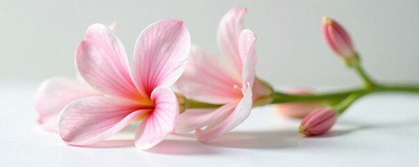 Delicate flower blooms on a clean white surface, bloom, isolated