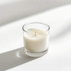 Minimalist Glass Candle Cup with Enduring Fragrance on White Background
