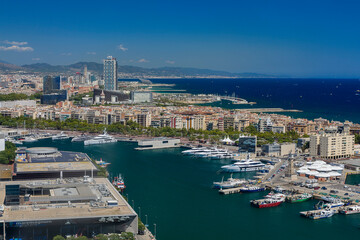 yacht harbor and coastline of Barcelona, Spain