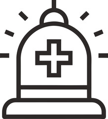 emergency light medical cross siren outline vector in transparent background