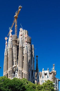 towers of the Sagrada Familia in Barcelona, Spain
