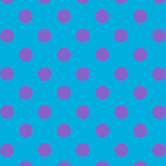 Polka dots design, Blue background, seamless repeat purple dots pattern, gift wrap paper