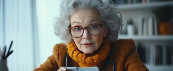 Senior Doctor Consults Patient via Tablet at Office for Telehealth Service