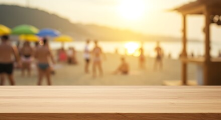 Obraz premium Golden Hour Beachscape AI Generated