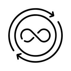 Infinity loop symbol with circular arrows for endless cycle and continuous flow concept design vector