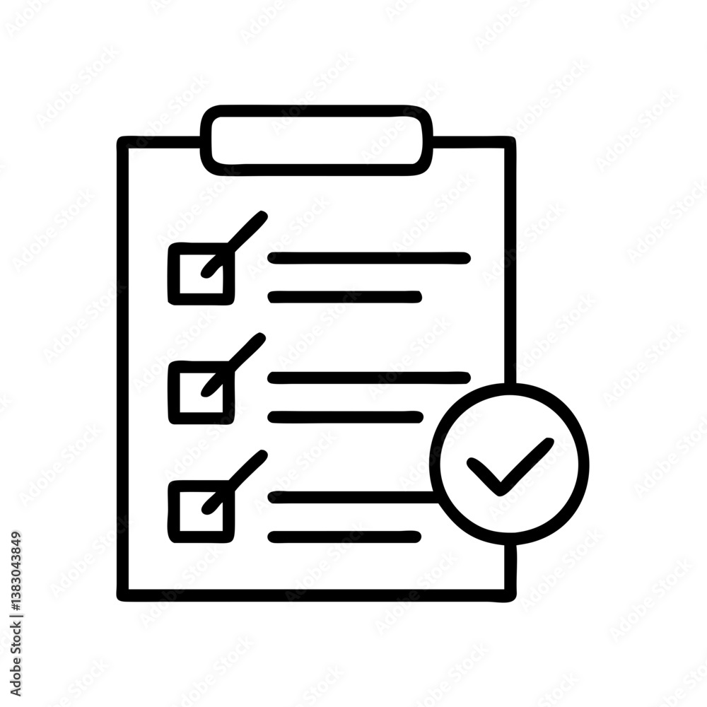Poster checklist task management to do list vector icon for project plan and completed tasks and checkmarks