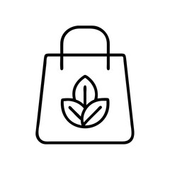 Eco friendly shopping bag vector icon design template for sustainable products and organic market 