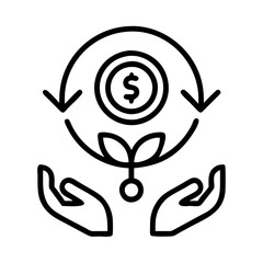 Investment growth and financial return concept with hands and dollar coin business icon  character