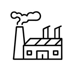 Factory building vector icon illustration industrial plant with smoke stack and manufacturing facility design