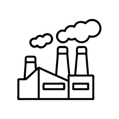 Illustration of factory with smoke stacks industrial plant pollution outline drawing vector design icon graphic