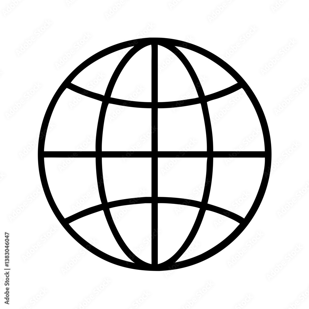 Poster globe earth world map vector icon for geography and global network connection internet symbol design