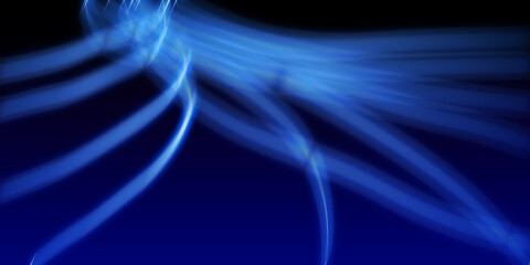 Dark abstract background with blue neon glowing lines. Abstract background, neon light, laser show,...