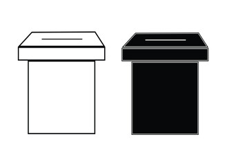 Vector voting box line icon. Hand putting ballot paper in the voting box. Election illustration. Hand voting ballot box sign vector icon.