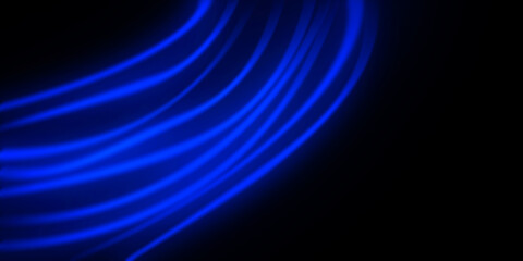 Dark abstract background with blue neon glowing lines. Abstract background, neon light, laser show,...