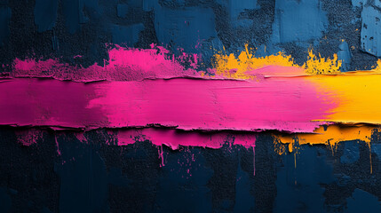 Fototapeta premium A vibrant abstract composition with dynamic strokes of pink, blue and orange on a textured background..