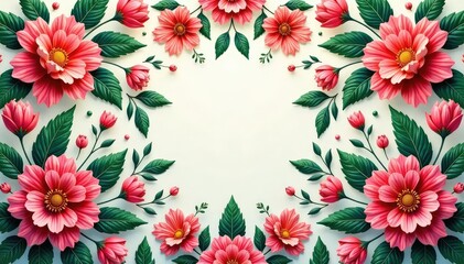 Intricate floral wallpaper with symmetrical blooms, vintage, nature