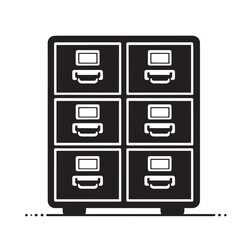 Black Color Filing Cabinet Silhouette Vector Illustration, Solid White Background