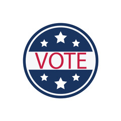 Vote on election day red, white and blue with stars circular poster or pin-back button, 