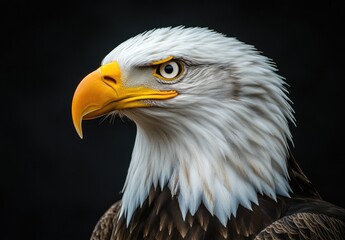 Obraz premium Bald eagle portrait against black background