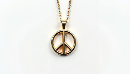 Peace symbol pendant with gold chain, timeless elegance
