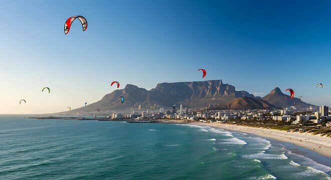 Table Mountain's Kite Dance AI Generated