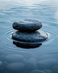 Calm stones balanced on water