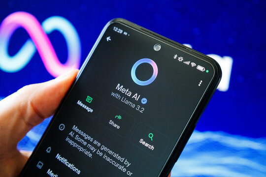 Phone in hand displaying Meta AI LLama 3.2 on WhatsApp