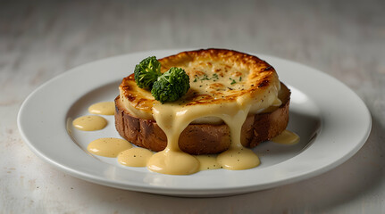 Baked Camembert with Broccoli on Toasted Bread....