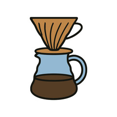 Hand-drawn pour over coffee maker illustration