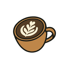 Latte art cup cartoon style icon