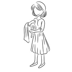 vector illustration of a woman hold a towel